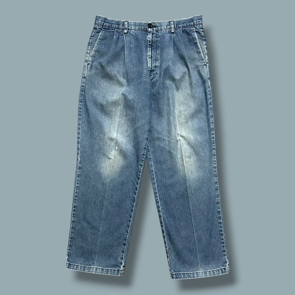 Vintage Distressed Pants Denim Jeans Dockers Pleated 90s y2k Mens 34x29